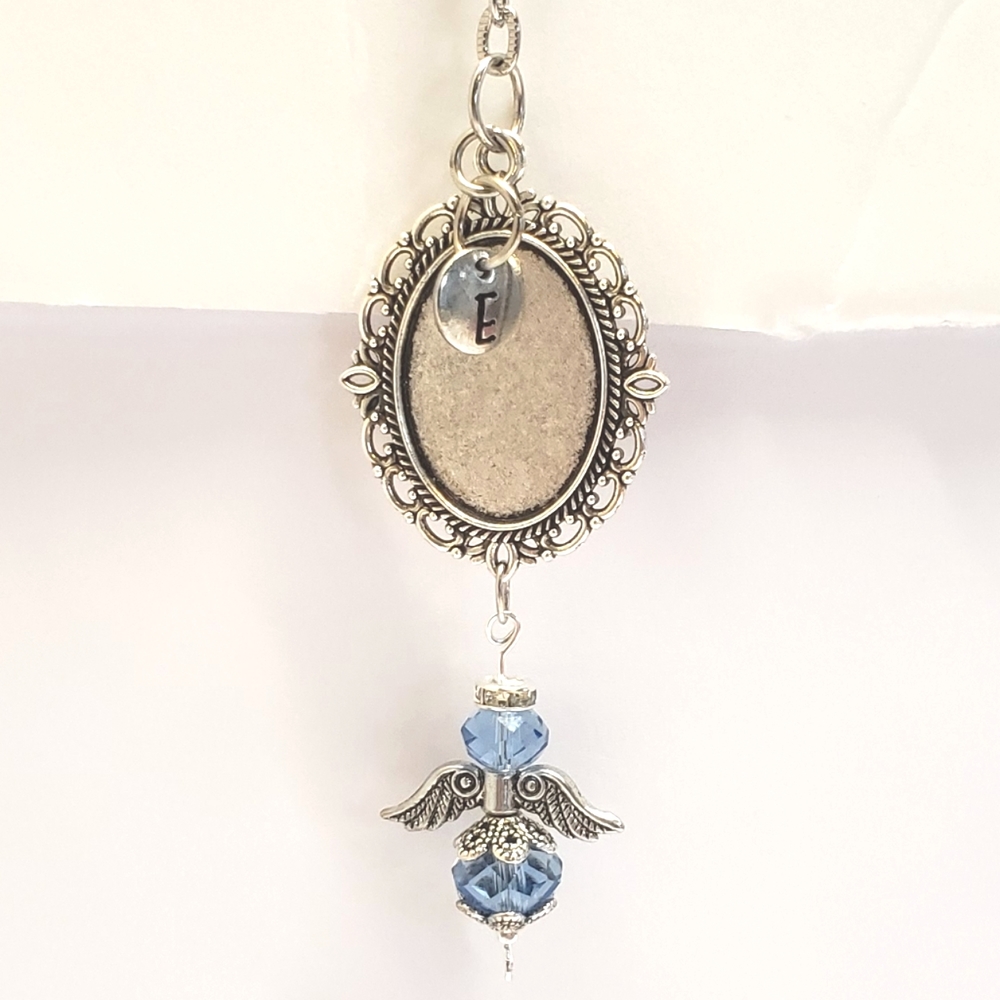Handmade Guardian Angel Memorial & Initial Letter Charm Wedding Bouquet Charm